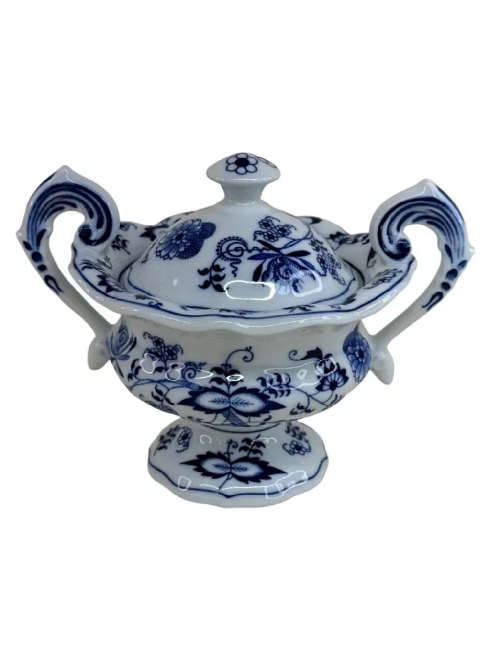 Blue Danube Porcelain Blue Onion Pedestal Mayonnaise Jar
